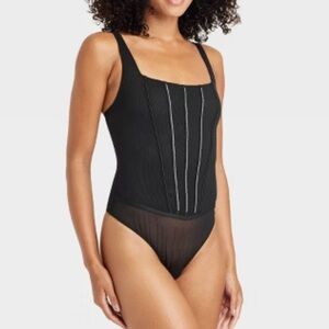 Black‎ Bodysuit with White Stripes​